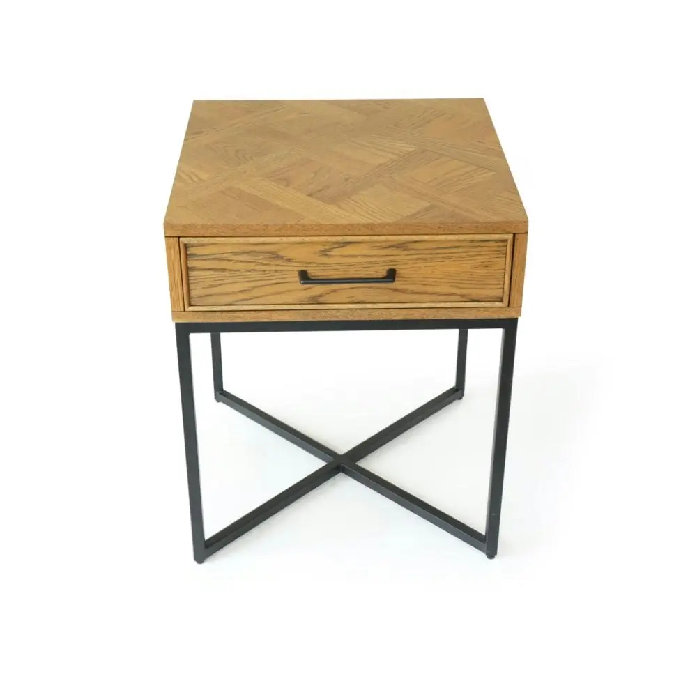 6IXTY Toulouse French Marquetry End Lamp Side Table W/ 1-Drawer - Oak