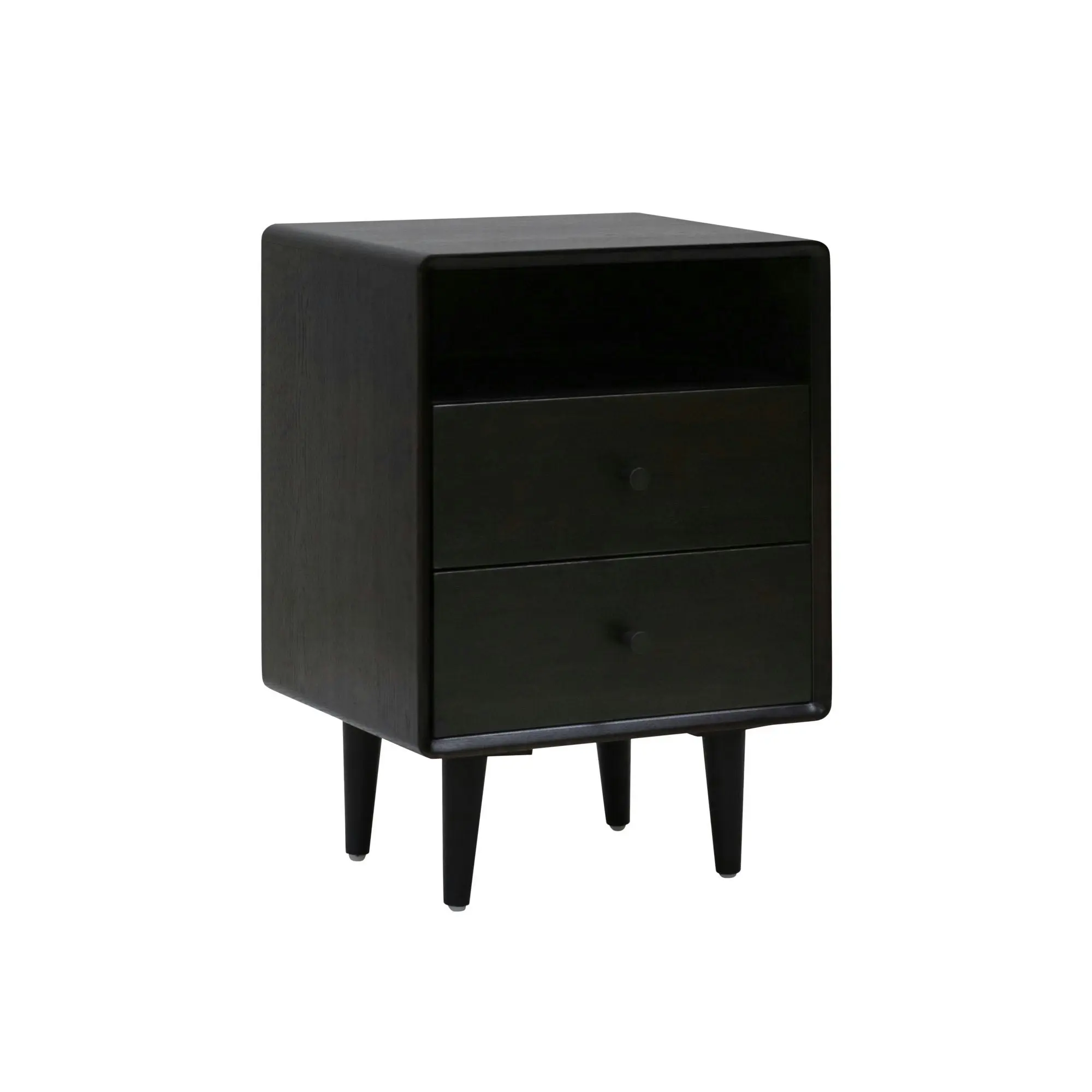 6IXTY Noche 2-Drawer Wooden Bedside Table Nightstand - Black