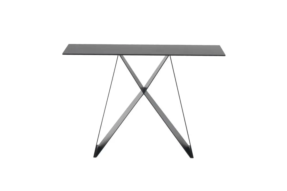 Raimon Furniture Odette Rectangular Console Hall Table - Black Metal Frame - Shadow Grey Ceramic