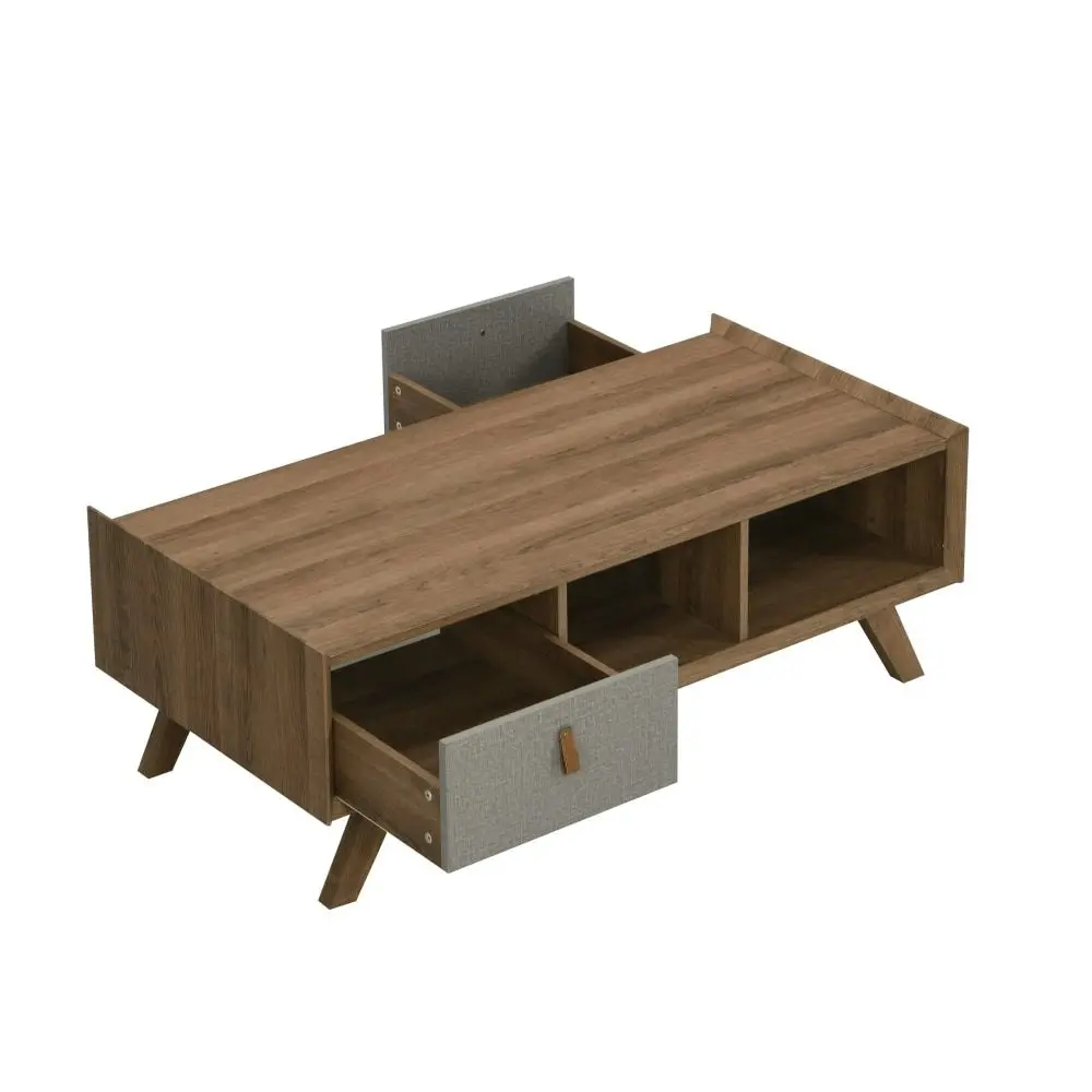 Design Square Kruz Wooden Rectangular Coffee Table W/ 2-Drawers - Walnut