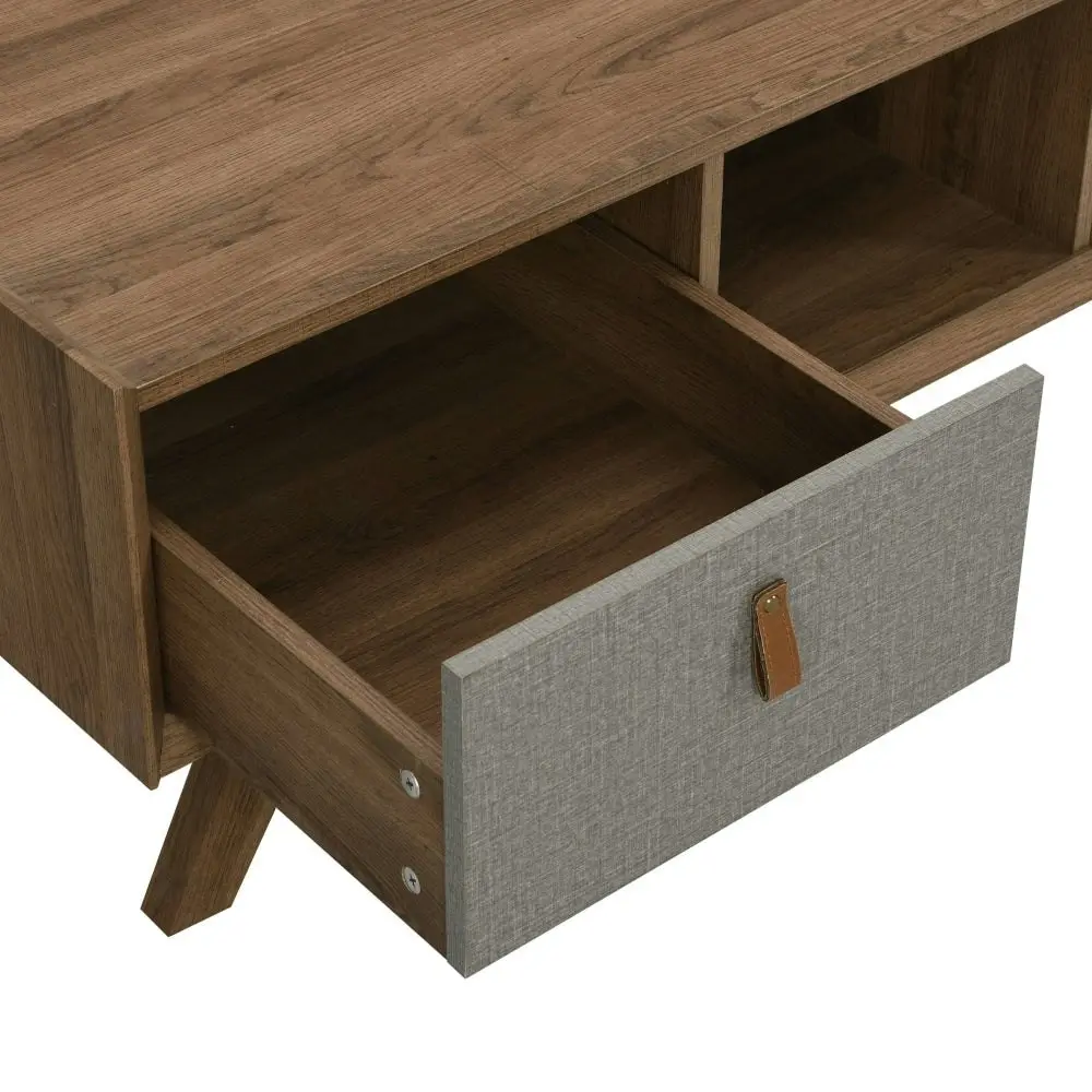 Design Square Kruz Wooden Rectangular Coffee Table W/ 2-Drawers - Walnut