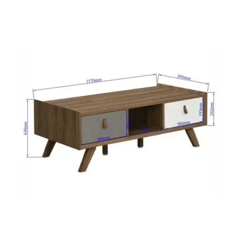 Design Square Kruz Wooden Rectangular Coffee Table W/ 2-Drawers - Walnut