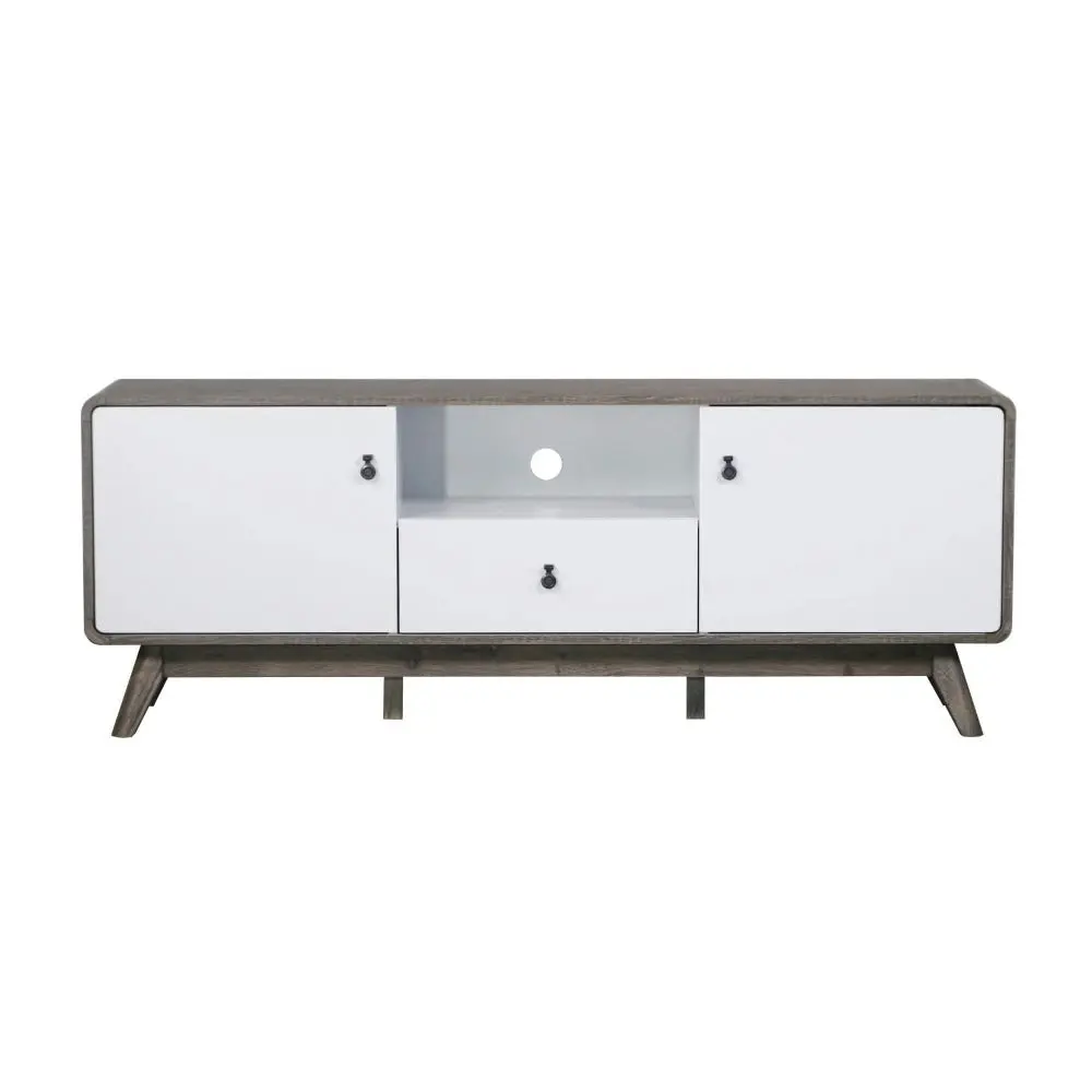 Maestro Furniture Hendy Wooden Lowline Entertainment Unit TV Stand - Oak & White