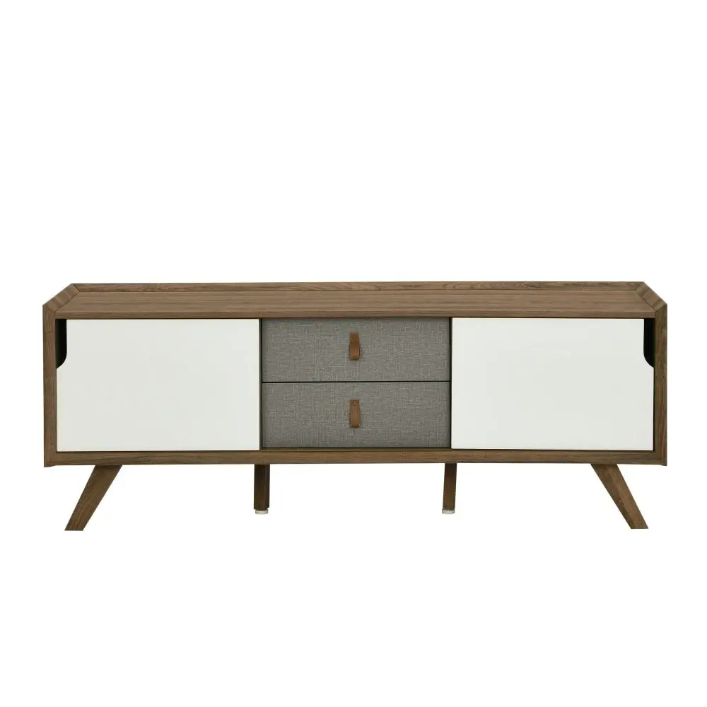 Design Square Kruz Lowline TV Stand Entertainment Unit W/ 2-Door 2-Drawers - Walnut