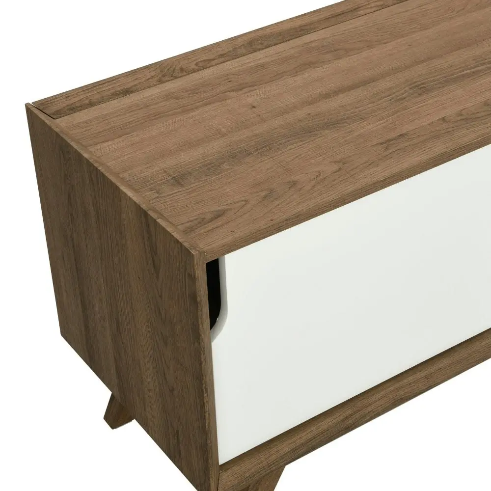 Design Square Kruz Lowline TV Stand Entertainment Unit W/ 2-Door 2-Drawers - Walnut