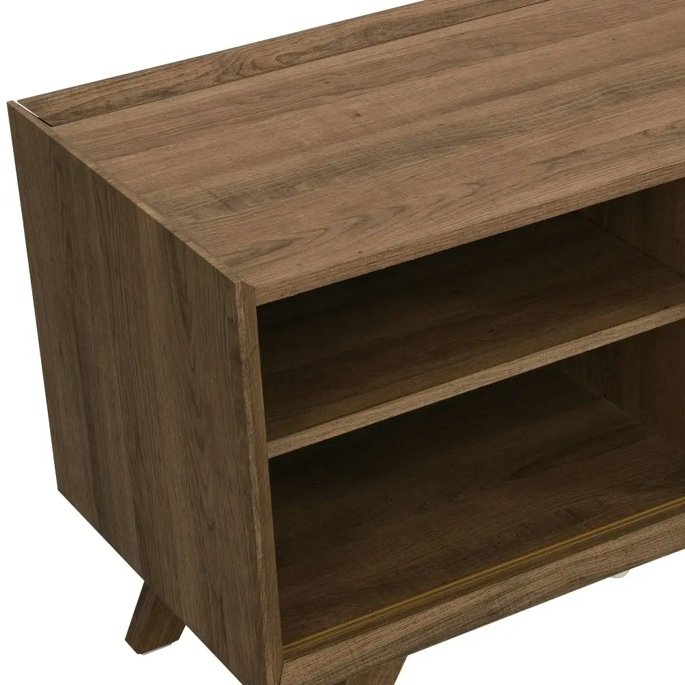 Design Square Kruz Lowline TV Stand Entertainment Unit W/ 2-Door 2-Drawers - Walnut