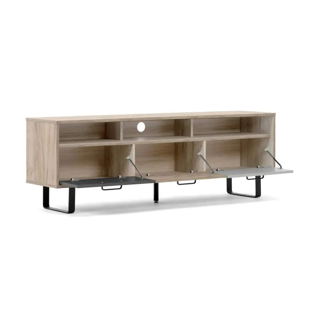 Design Square Eaton Industrial Lowline Entertainment Unit TV Stand W/ 3-Doors - Tri Colour