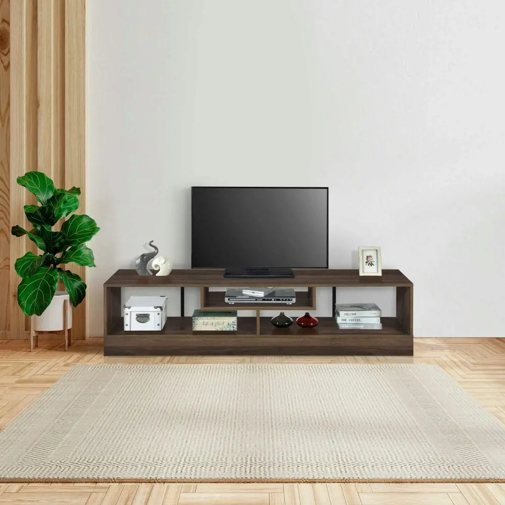 Sisley Wooden Entertainment Unit TV Stand 160cm W/ Floating Shelf - Walnut