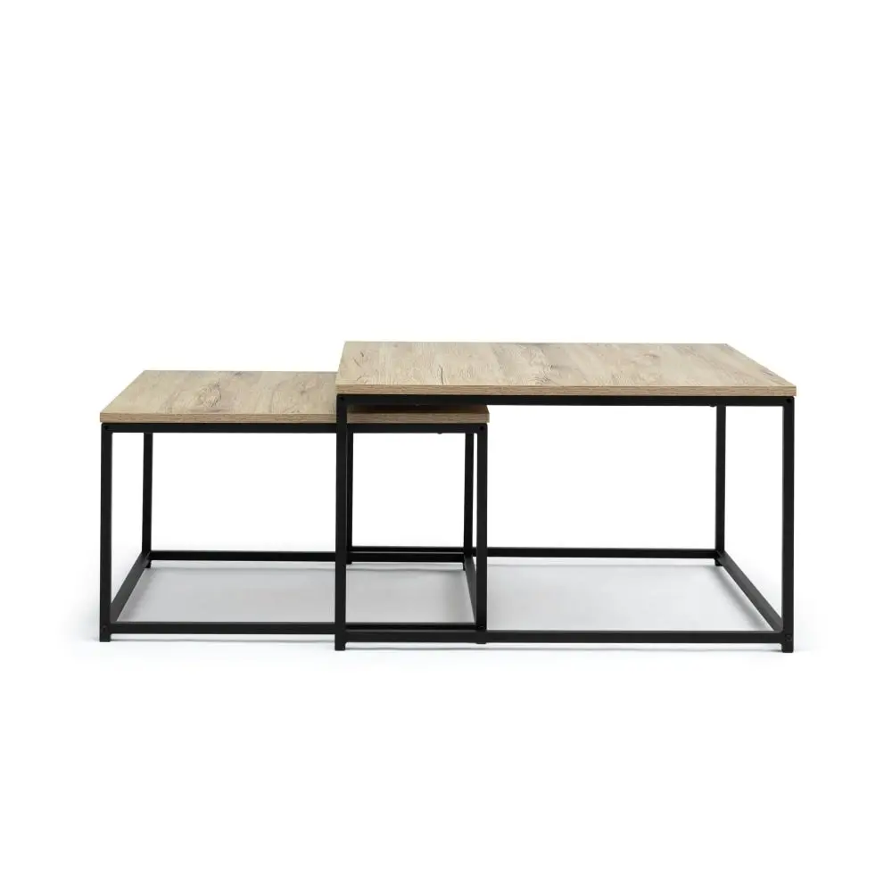 Design Square Zona Set Of 2 Nesting Rectangular Coffee Table - Oak/Black