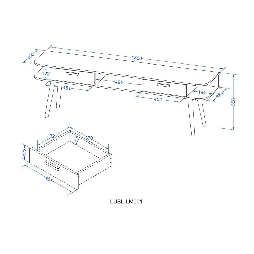 Damian TV Stand Entertainment Unit 180cm - Walnut