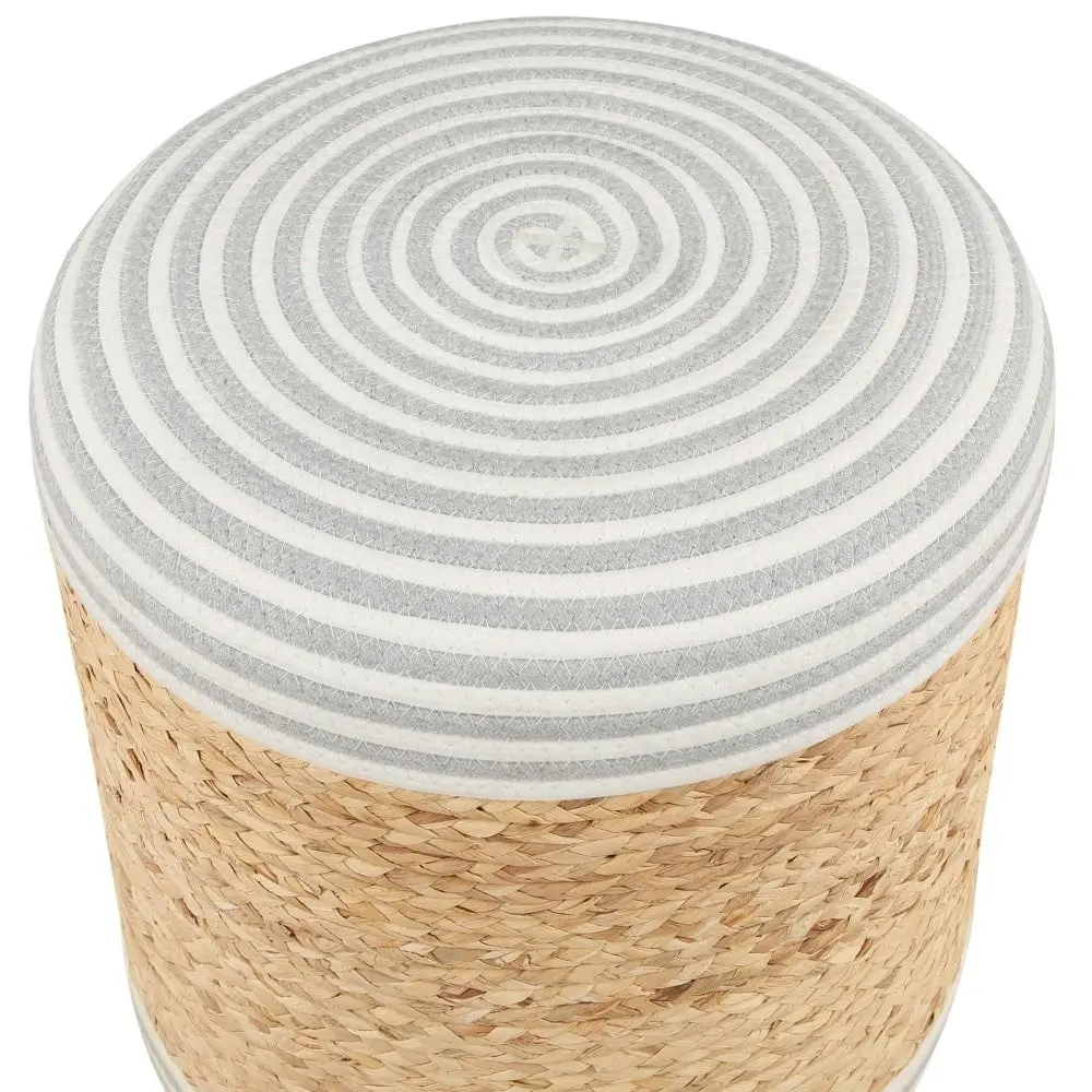 Design Square Cleo Ottoman Low Foot Stool Round - Natural/White