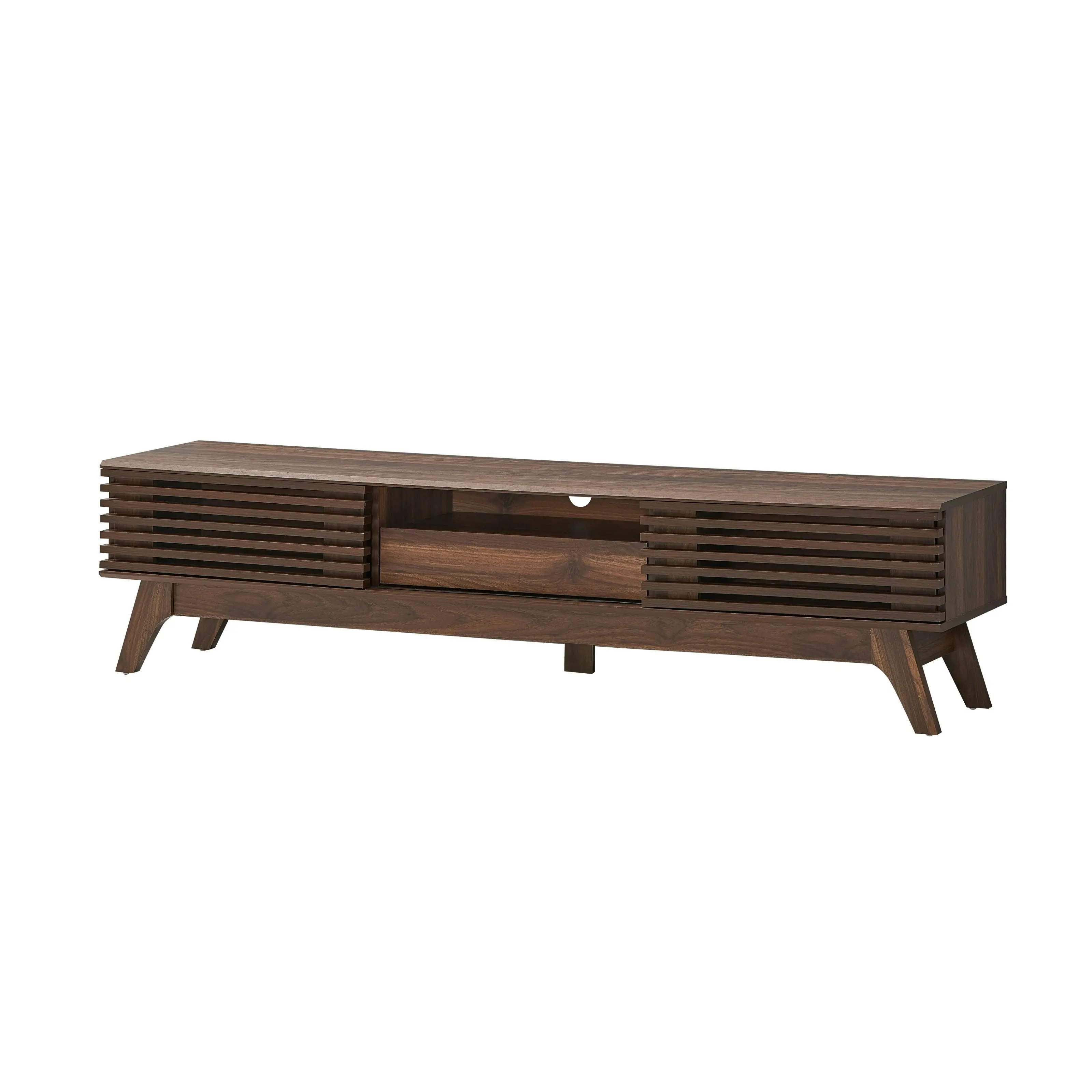 Design Square Camille Wooden Entertainment Unit TV Stand 180cm W/ 2-Doors 1-Drawer - Walnut