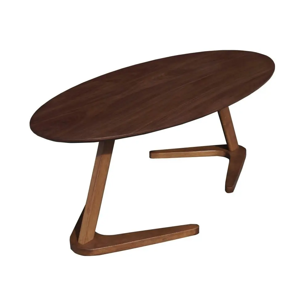 Design Square Modern Wooden Oval Wooden Coffee Table - Dark Walnut