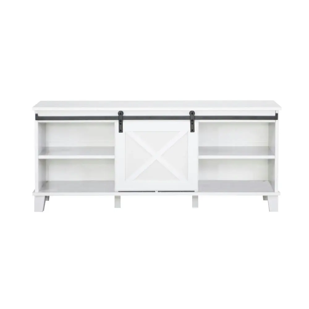 Maestro Furniture Barndoor Lowline Modern Wooden Entertainment Unit TV Stand - White