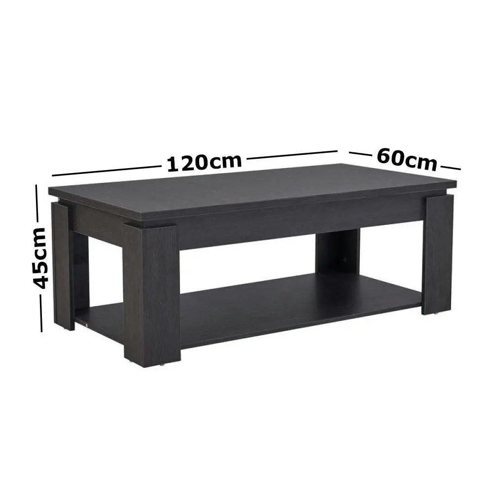 Design Square Wooden Rectangle Coffee Table - Black