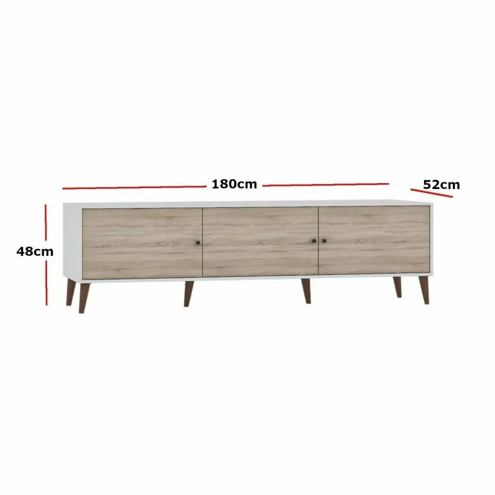 Valerie TV Stand Cabinet Entertainment Unit 180cm - Oak & White