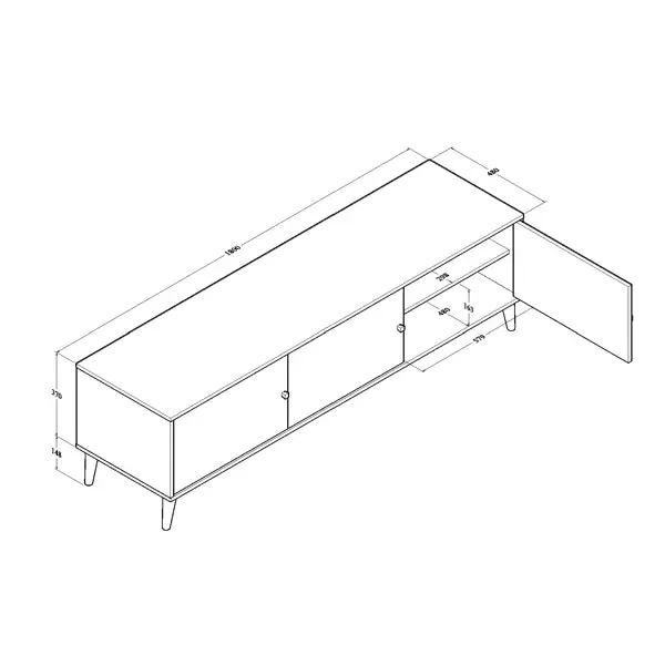 Valerie TV Stand Cabinet Entertainment Unit 180cm - Oak & White