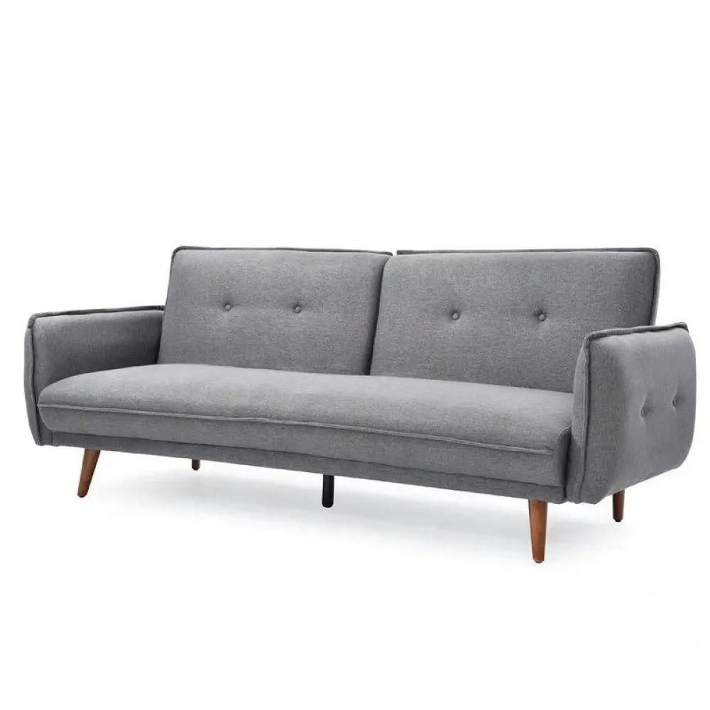 Design Square Designer Modern 3-Seater Fabric Lounge Couch Sofa Bed - Dark Grey