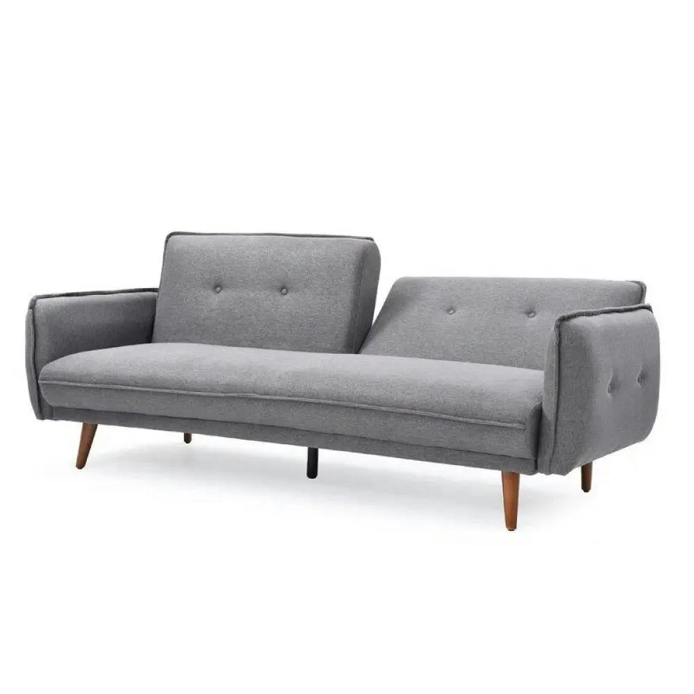 Design Square Designer Modern 3-Seater Fabric Lounge Couch Sofa Bed - Dark Grey