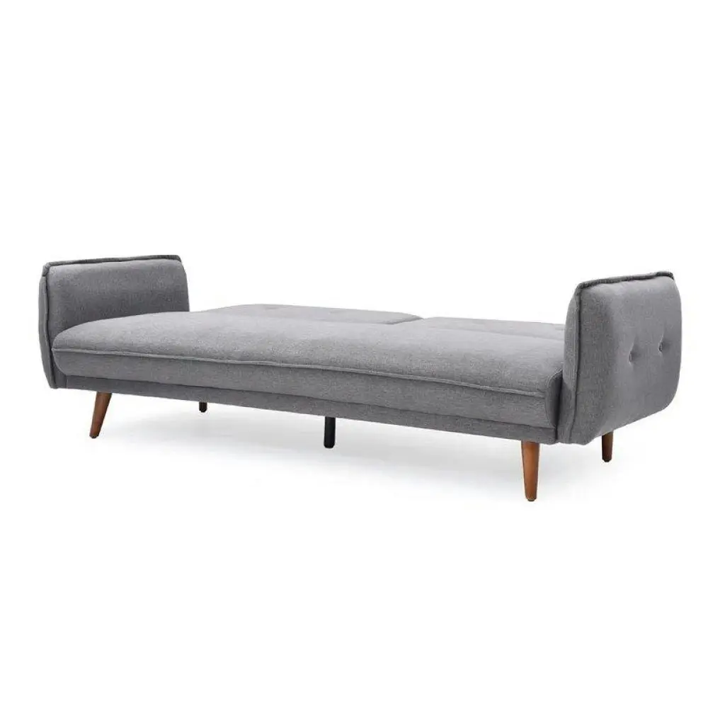 Design Square Designer Modern 3-Seater Fabric Lounge Couch Sofa Bed - Dark Grey