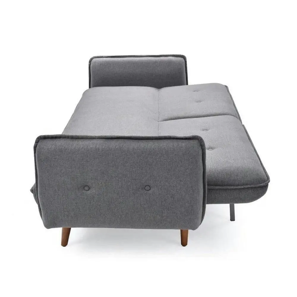 Design Square Designer Modern 3-Seater Fabric Lounge Couch Sofa Bed - Dark Grey