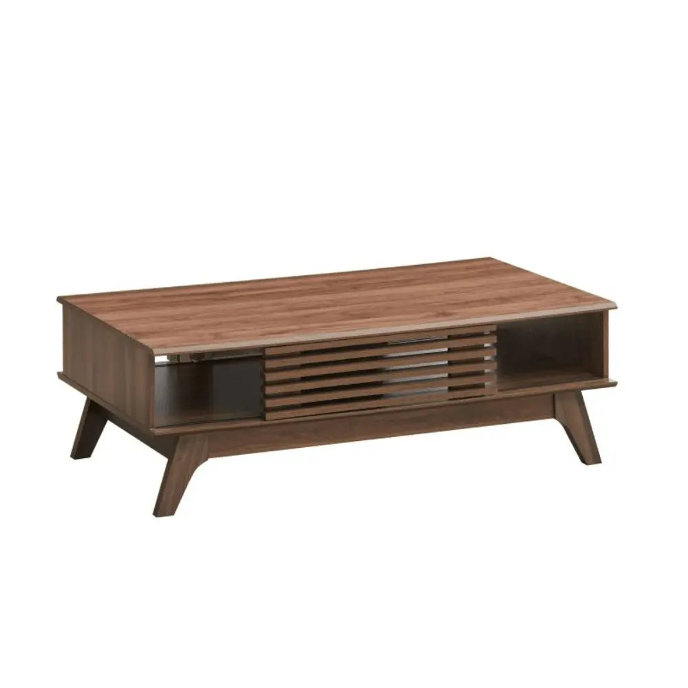 Design Square Karyn Rectangular Wooden Coffee Tea Table W/ 2-Door - Walnut