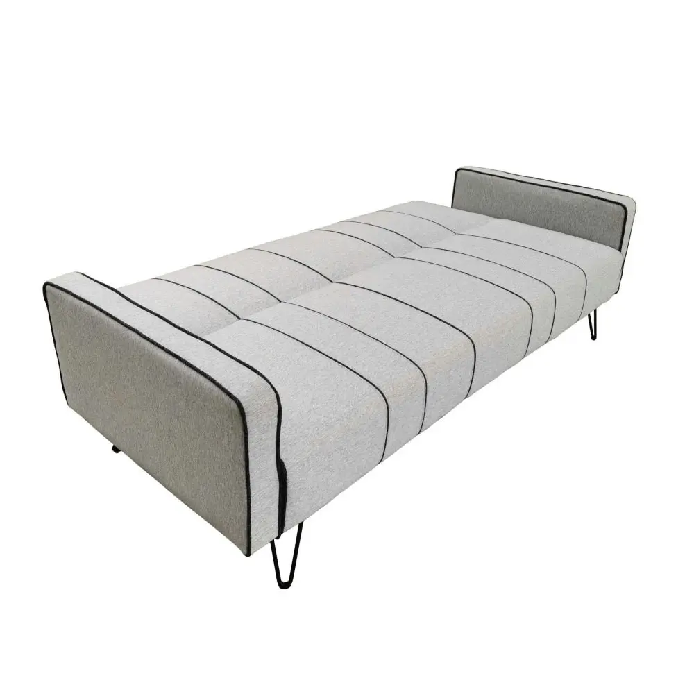 Design Square Modern Designer Fabric 3-Seater Sofa Bed Metal Legs - Grey