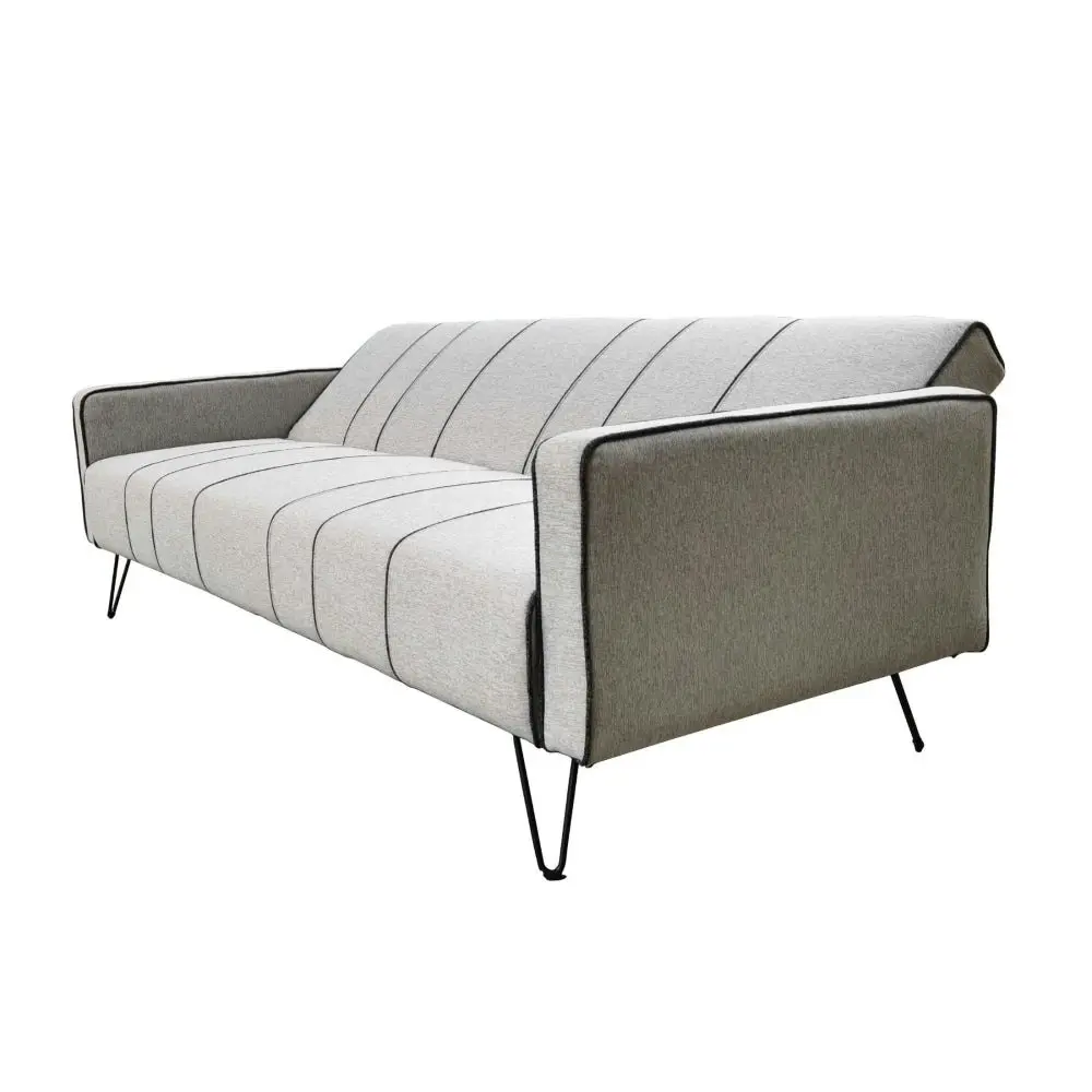 Design Square Modern Designer Fabric 3-Seater Sofa Bed Metal Legs - Grey