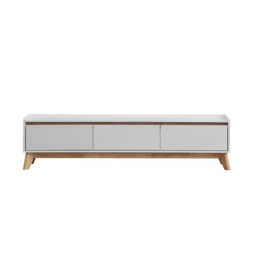 Design Square Waylon Lowline TV Stand Entertainment Unit 180cm W/ 2-Doors 1-Drawer - White/Oak