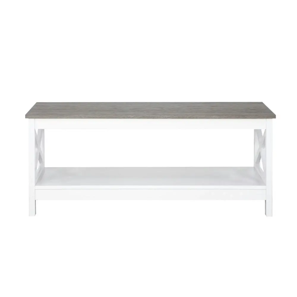 Maestro Furniture Coastal Wooden Rectangular Open Shelf Coffee Table - White & Grey