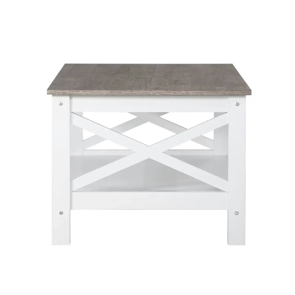 Maestro Furniture Coastal Wooden Rectangular Open Shelf Coffee Table - White & Grey