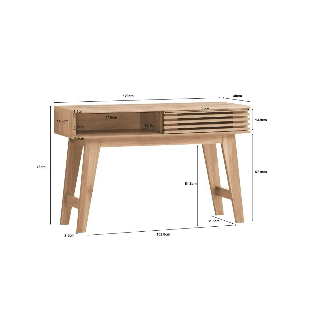 Design Square Karyn Wooden Hallway Console Hall Table W/ 1-Door - Oak