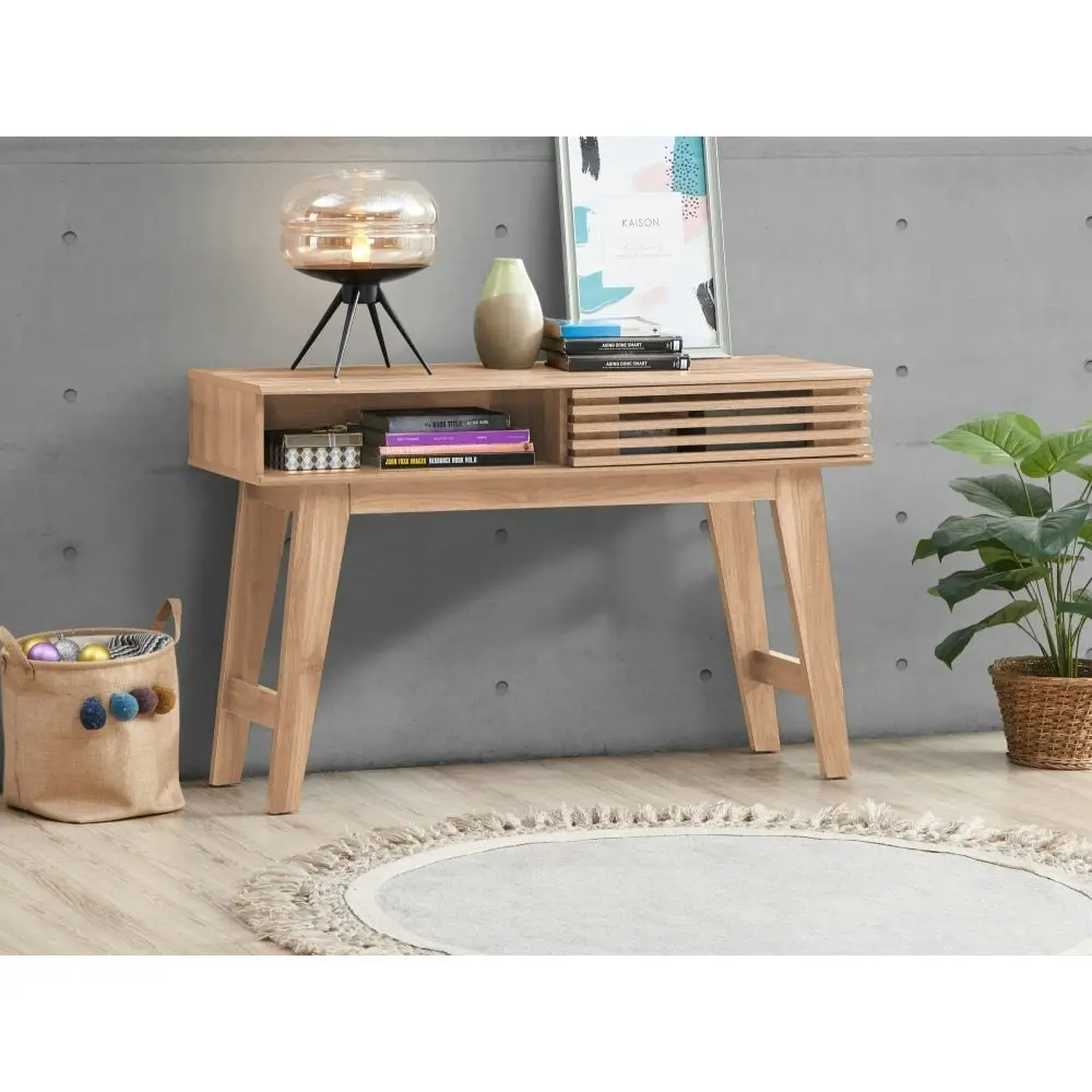 Design Square Karyn Wooden Hallway Console Hall Table W/ 1-Door - Oak