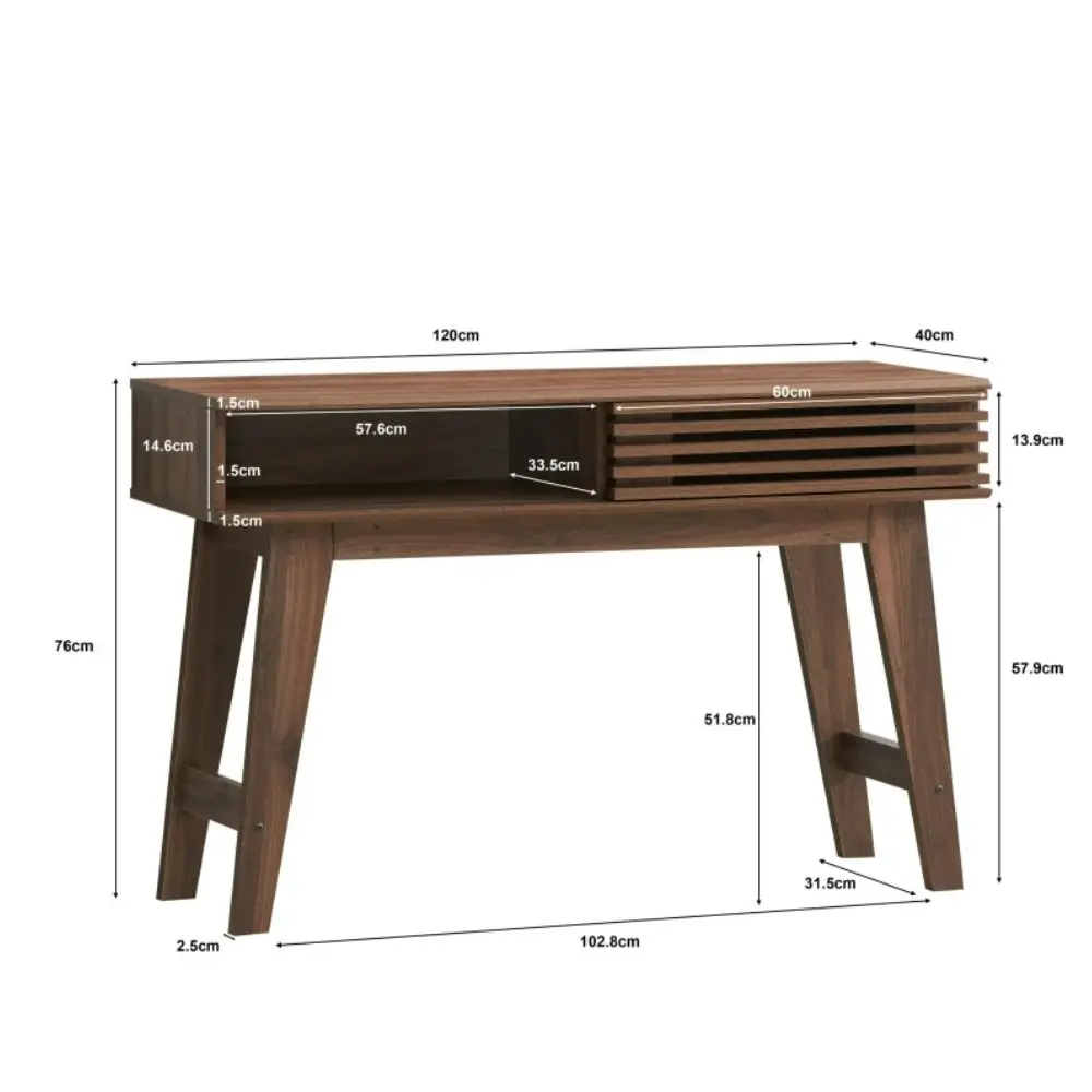 Design Square Karyn Wooden Hallway Console Hall Table W/ 1-Door - Walnut