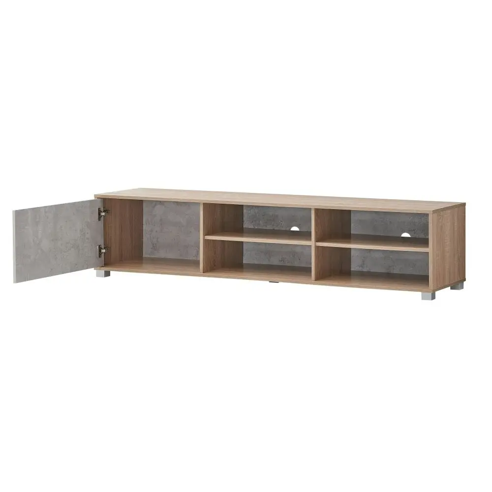 Design Square Orson Lowline Entertainment Unit TV Stand 180cm W/ 1-Door - Oak/Grey