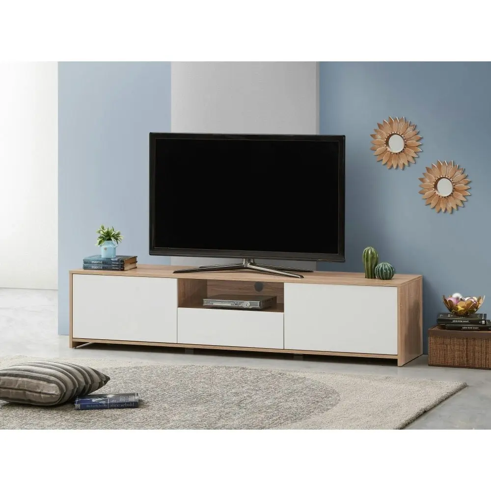 Design Square Londyn TV Stand Entertainment Unit W/ 2-Doors 1-Drawer - Oak/White