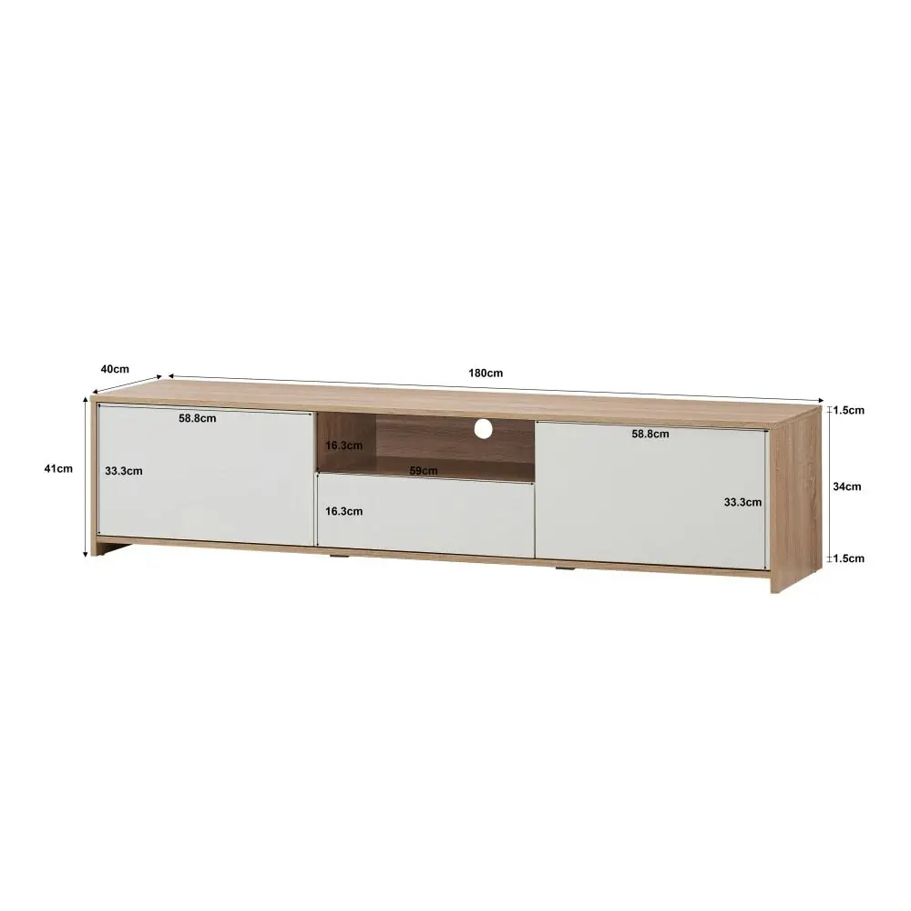 Design Square Londyn TV Stand Entertainment Unit W/ 2-Doors 1-Drawer - Oak/White