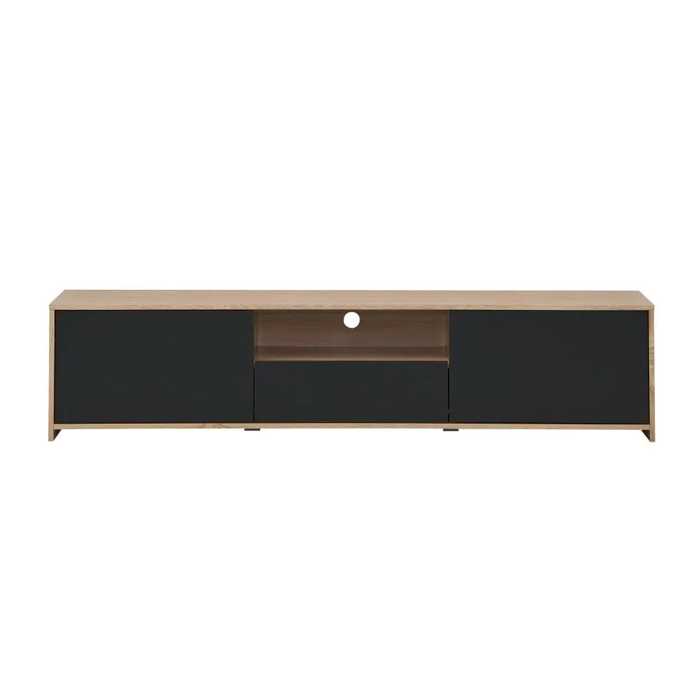 Design Square Londyn TV Stand Entertainment Unit W/ 2-Doors 1-Drawer - Oak/Black