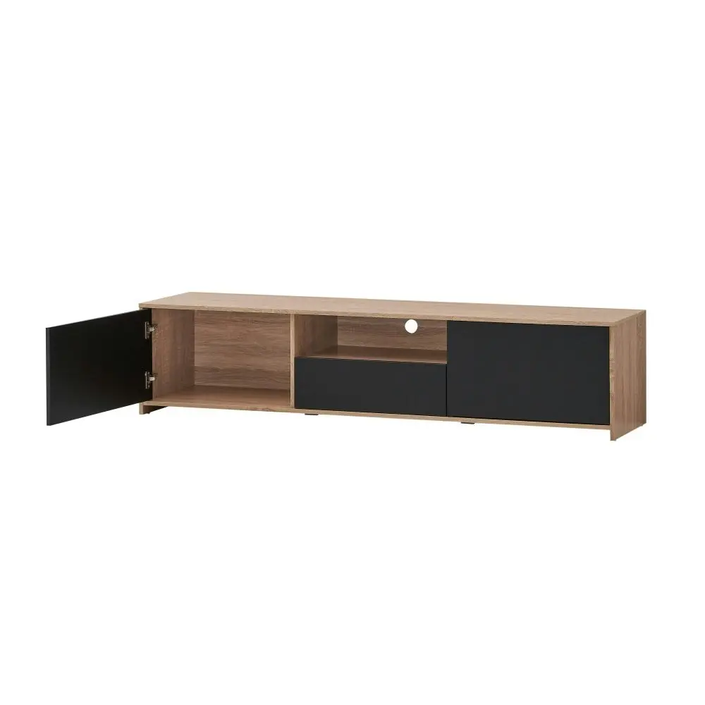 Design Square Londyn TV Stand Entertainment Unit W/ 2-Doors 1-Drawer - Oak/Black