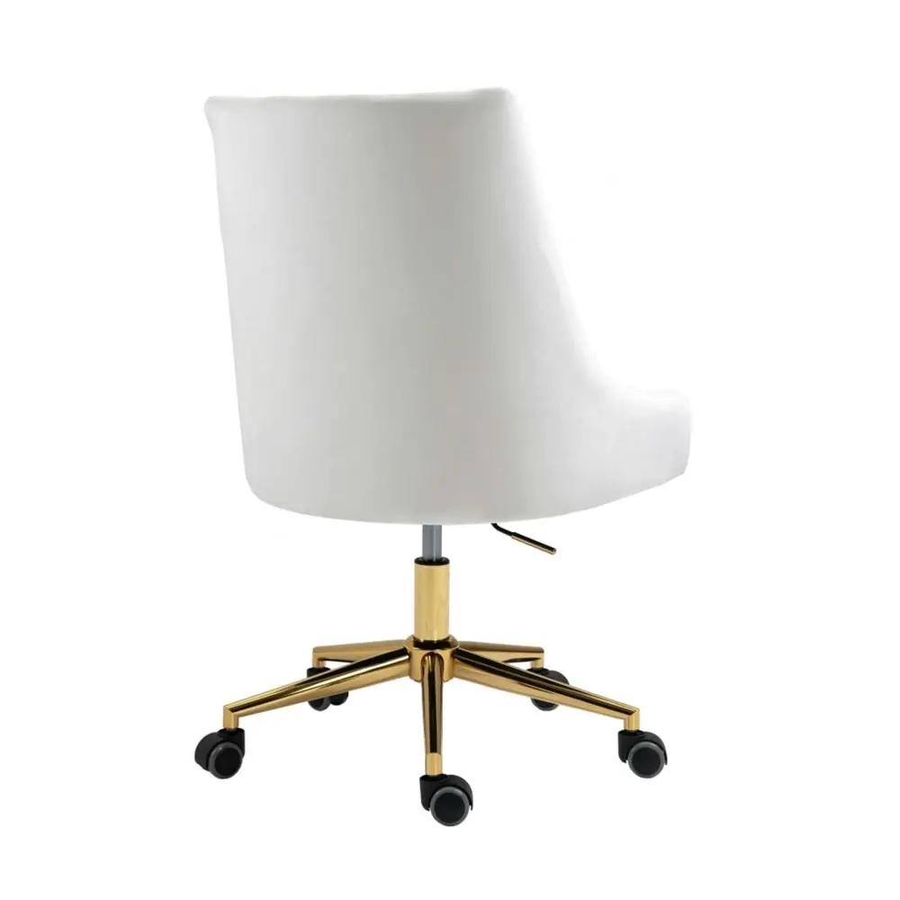 HomeStar Hamilton High Back Height Adjustable Velvet Home Office Working Tas Chair White/Gold