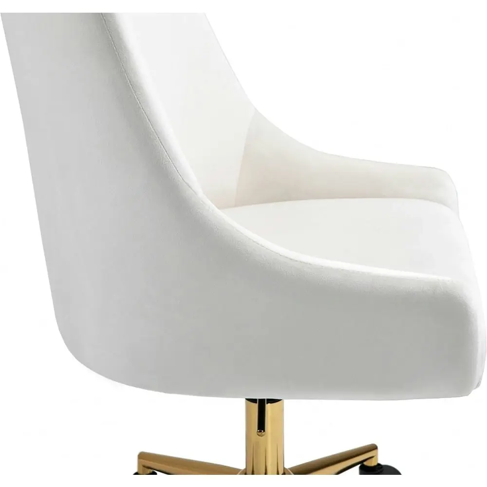 HomeStar Hamilton High Back Height Adjustable Velvet Home Office Working Tas Chair White/Gold