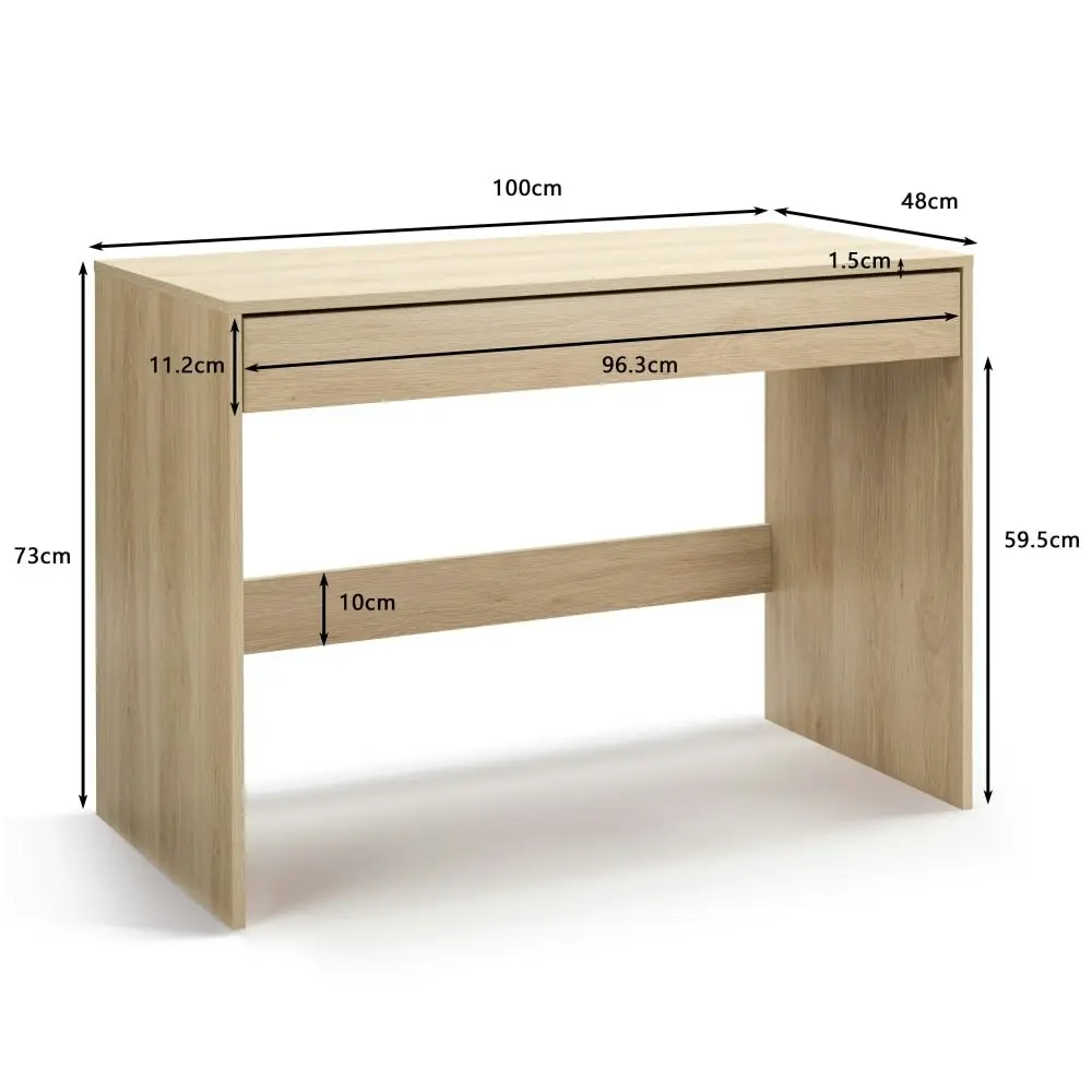 Design Square Marias Computer Study Home Office Desk W/ 1-Drawer - Oak