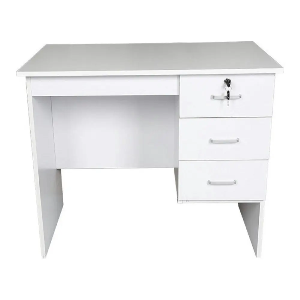 Design Square Modern Office Writing Study Desk 120cm W/ 3-Drawers - White