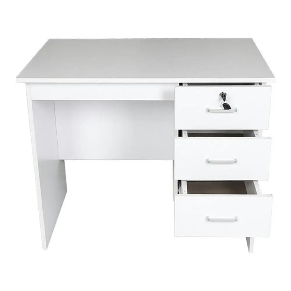 Design Square Modern Office Writing Study Desk 120cm W/ 3-Drawers - White