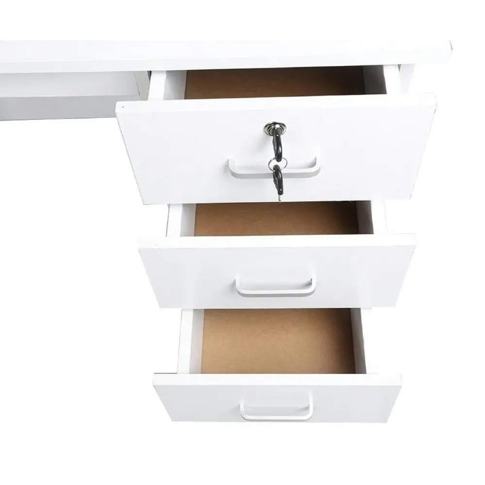 Design Square Modern Office Writing Study Desk 120cm W/ 3-Drawers - White