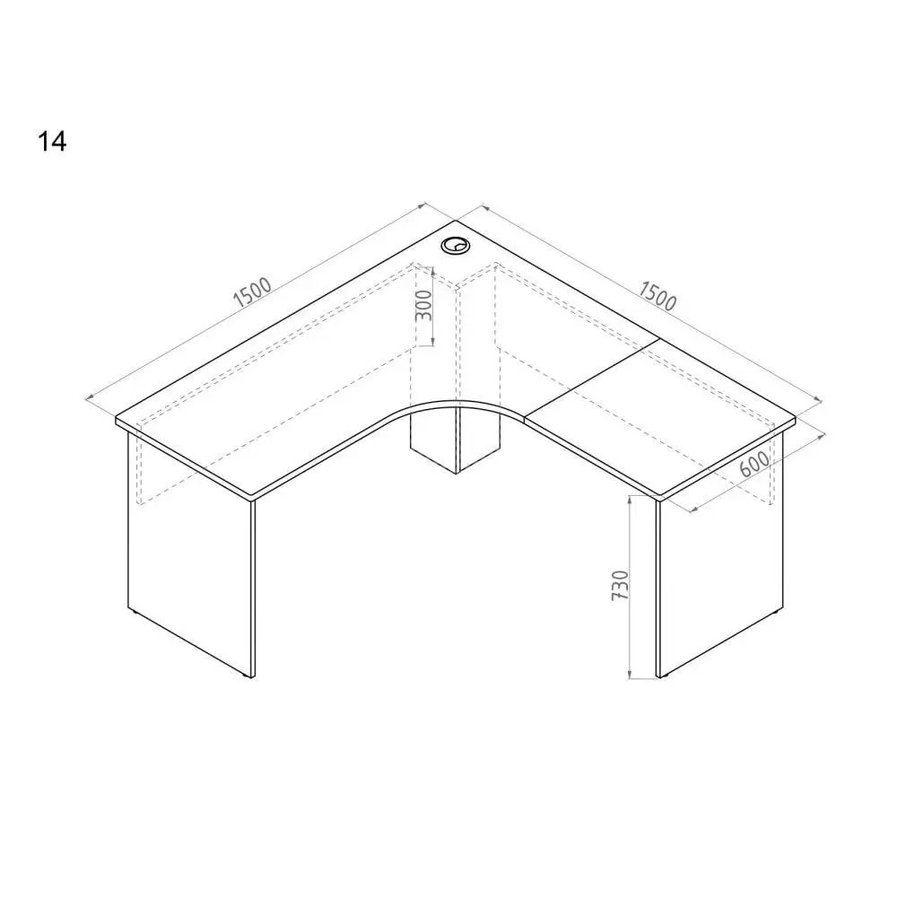 Xavier Manager L-Shape Corner Workstation Computer Office Desk 150cm - Oak & Ironstone