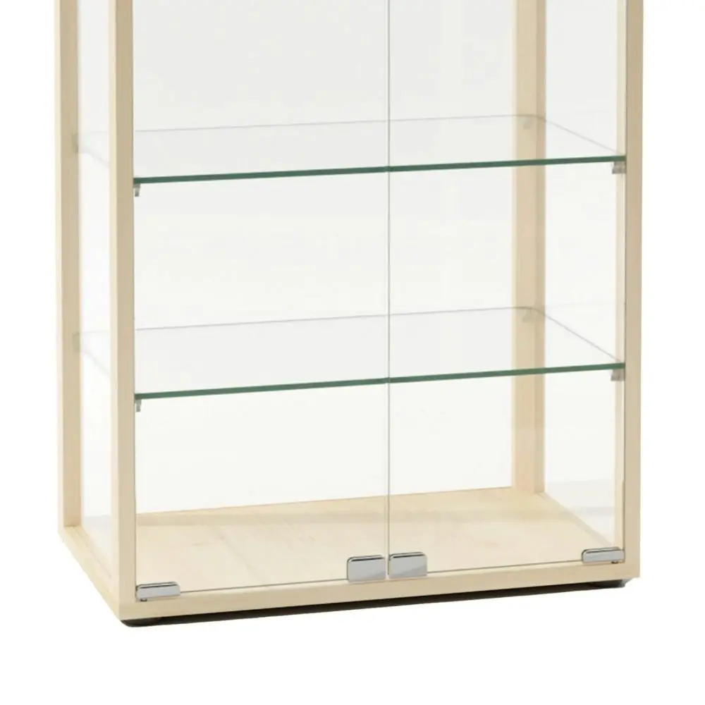 Design Square Dejaro Modern 7-Tier Display Shelf Storage Cabinet W/ 2-Doors - Glass/Beech