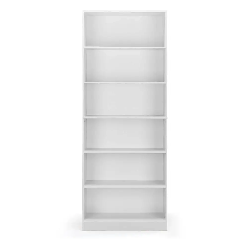 Design Square Keto Modern 6-Tier Wooden Bookcase Display Shelf Wide - White