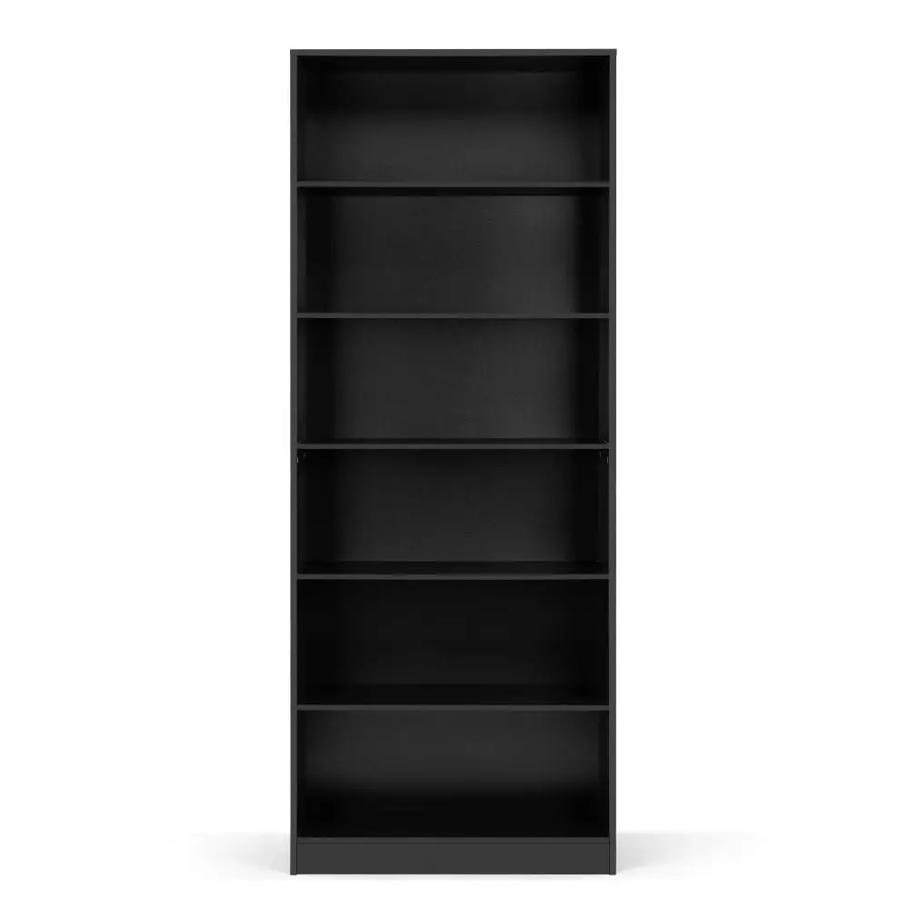 Design Square Keto Modern 6-Tier Wooden Bookcase Display Shelf Wide - Black