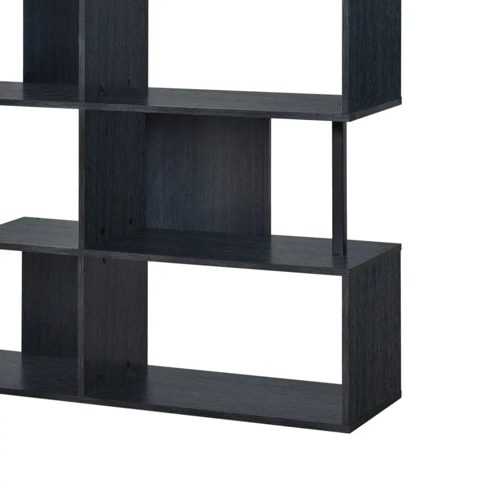 Amber Wooden 5-Tier Display Shelf Bookcase Storage Cabinet - Black